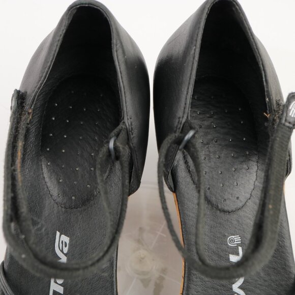 Teva Womens Riviera Sandals Size 11.5 Black Leather Strappy Cork Wedge Heel Shoe - Picture 11 of 12